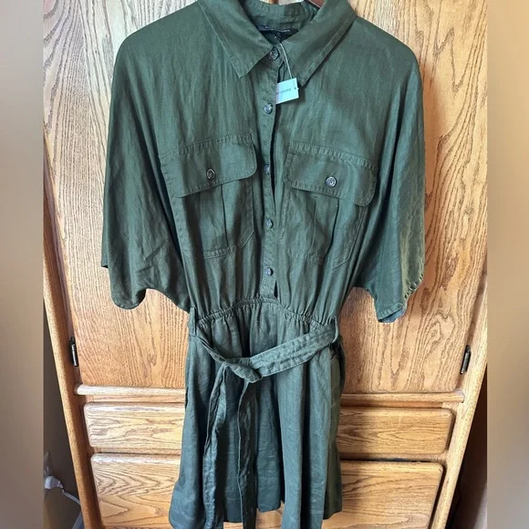 Dresses | Nwt Xl Banana Republic Army Green 10 Linen Dress | Poshmark